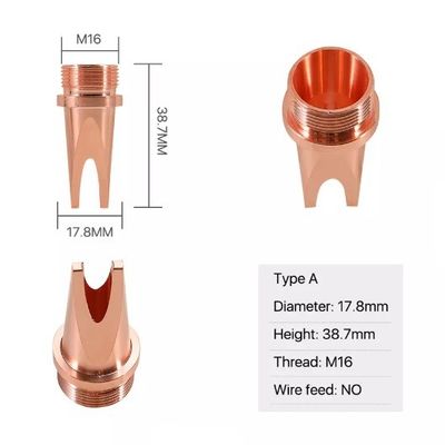 ISO M16 Laser Kepala Las Nozzle Diameter 17.8mm Tinggi 38.7mm